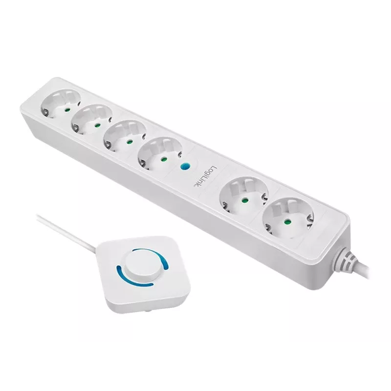 Prailginimo laidas LogiLink LPS271 1,5 m 6 AC lizdų vidaus patalpoms baltas