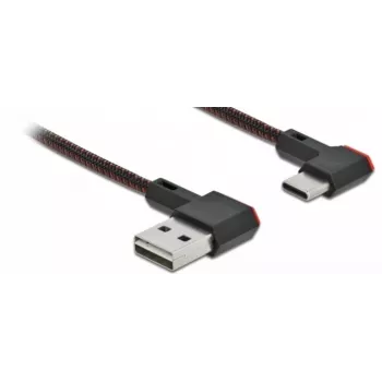 USB kabelis DeLOCK EASY-USB 2.0 Type-A kištukas į Type-C kištuką kampuotas 0,2 m juodas