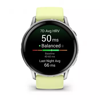 Garmin Venu 010-03014-02 išmanusis laikrodis / sportinis laikrodis 3,56 cm (1,4 inch) AMOLED 45 mm skaitmeninis 454 x 454 pikseliai liečiamas ekranas sidabrinis Wi-Fi GPS (palydovas)