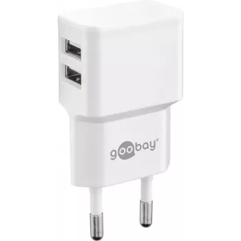 Goobay 44952 USB dvigubas įkroviklis mobiliesiems įrenginiams, baltas