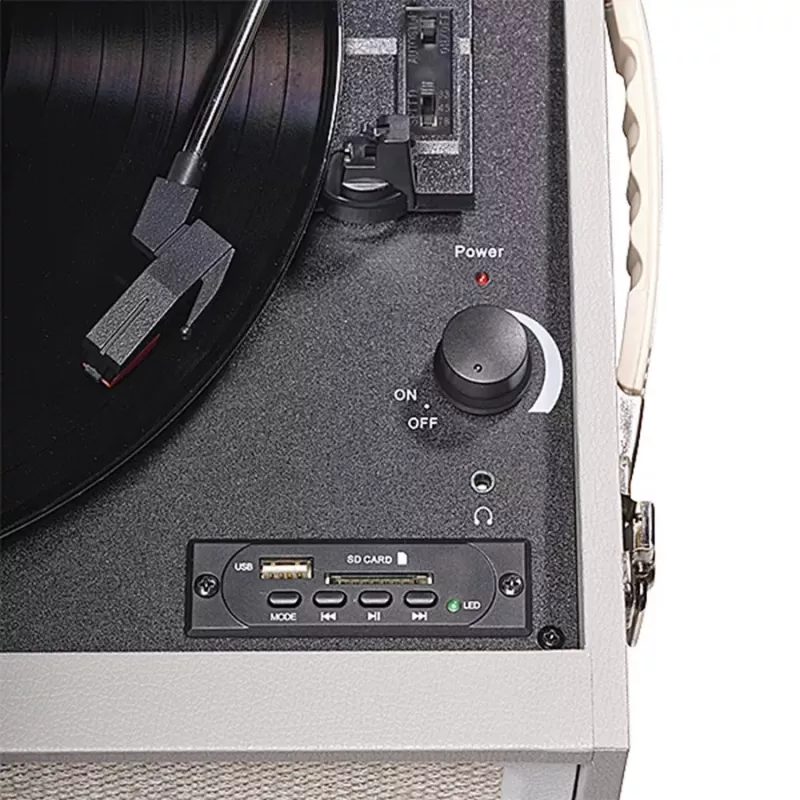 Patefonas Denver VPR-250 juodai pilkas medinis 33 1/3 45 78 RPM