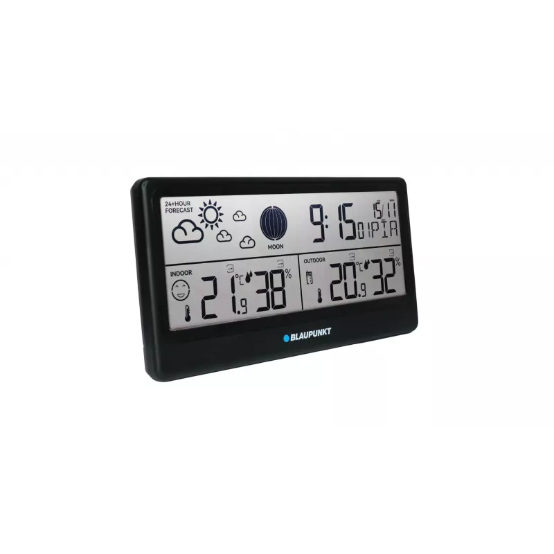 Oro stotelė BLAUPUNKT WS20BK – vidaus/lauko temperatūros ir drėgmės rodymas, juoda, 1 jutiklis, LCD, maitinama baterijomis