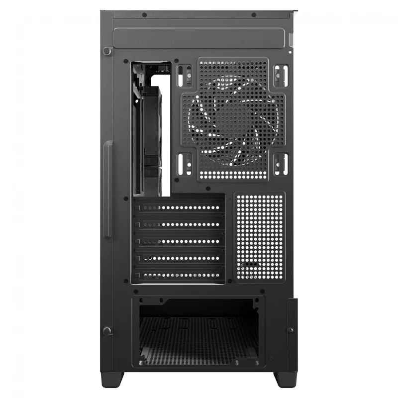 Korpusas PC Midi Tower DeepCool CG380 3F — Juodas, 235×437×451 mm, palaiko 2x120 mm šoninius + 1x120 mm galinį ventiliatorius, maitinimo šaltinis apačioje, 2,5 colio/3,5 colio HDD