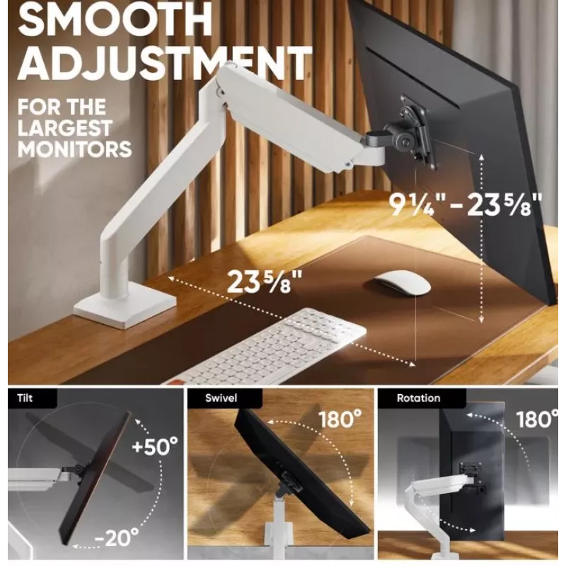 Monitorio laikiklis ONKRON G110-BG 1 ekranui 15 kg, iki 106,7 cm (42 colių), VESA 75x75–100x100, spaustuvas/įvorė, juoda/pilka