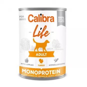 Šlapias šunų ėdalas Calibra Life Adult Turkija su Obuoliais 400 g