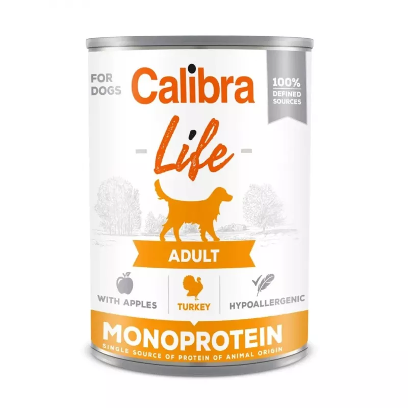 Šlapias šunų ėdalas Calibra Life Adult Turkija su Obuoliais 400 g