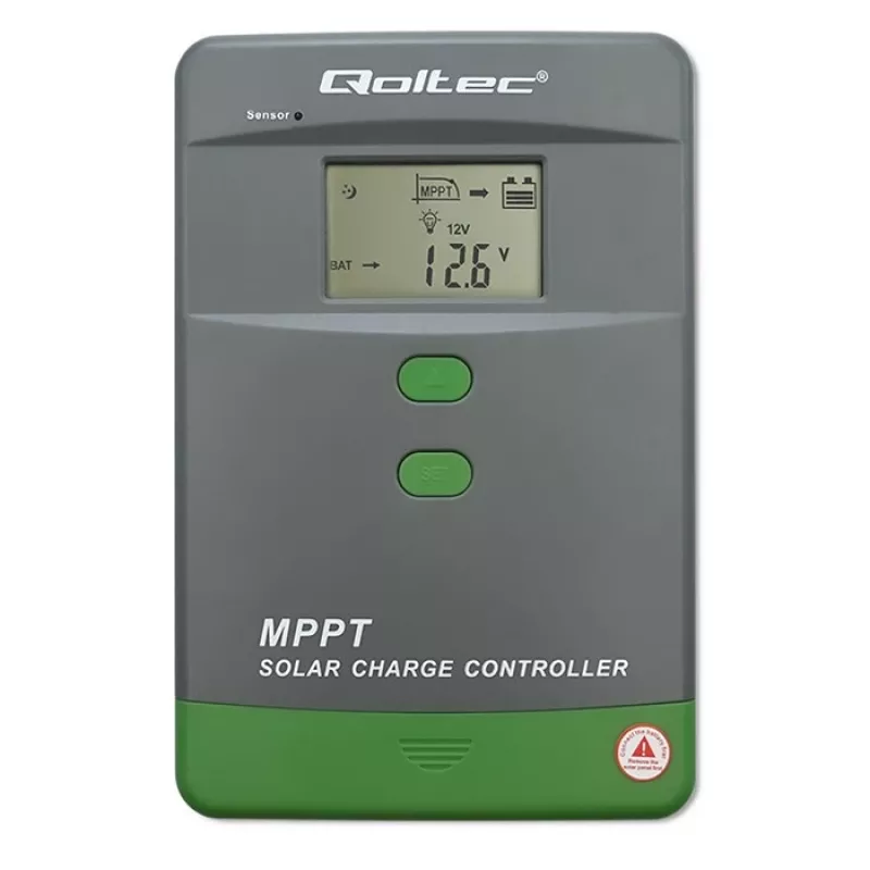 Saulės kolektorių įkrovos valdiklis QOLTEC MPPT 50A 12V/24V su LCD, modelis 53664