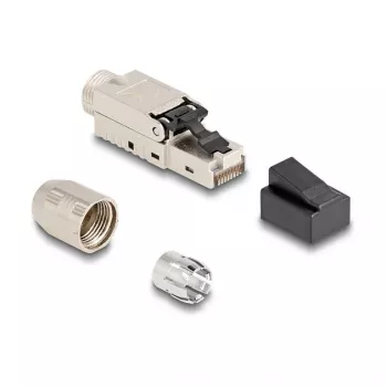 DeLOCK RJ45 kištukas lauko montavimui Cat.6A su kabelio įvore ir dulkių dangteliu