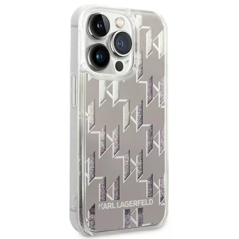 Karl Lagerfeld KLHCP14XLMNMS iPhone 14 Pro Max 6.7″ kietasis dėklas sidabrinis / sidabrinis Liquid Glitter Monogram