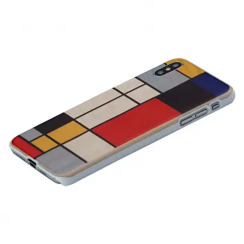Dėklas Man and Wood iPhone XS Max – medinė nugara, baltas rėmelis