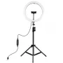 PULUZ LED žiedinis šviestuvas 30cm su trikoju stovu iki 1,1m ir telefono laikikliu, USB