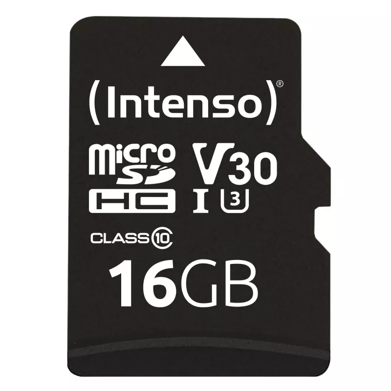 Intenso 3433470 microSDHC 16GB C10/UHS-I/U3/V30 atminties kortelė su SD adapteriu