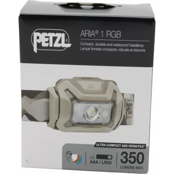 Priekinė lemputė Petzl ARIA® 1 RGB camo – Petzl E069BB01, įkraunama kompaktiška priekinė lemputė su RGB apšvietimu
