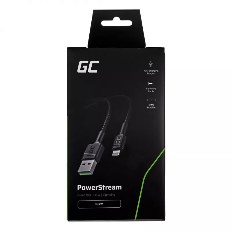 Green Cell KABGC24 Laidinys Lightning 0,3 m Juoda