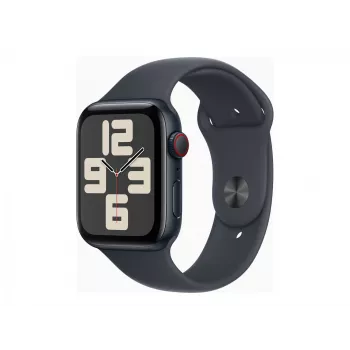 Apple Watch SE GPS + Cellular 44 mm vidurnakčio aliuminio korpusas su vidurnakčio sporto juostele – M/L