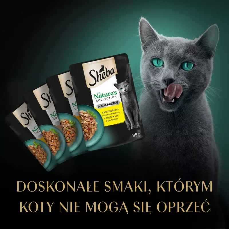 SHEBA Nature's Collection Paukštienos skoniai drebučiuose - šlapias ėdalas katėms - 40 x 85 g