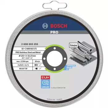 Bosch Standard for Inox WA 60 T BF pjovimo diskai, 125 mm, 10 vnt., 2608603255