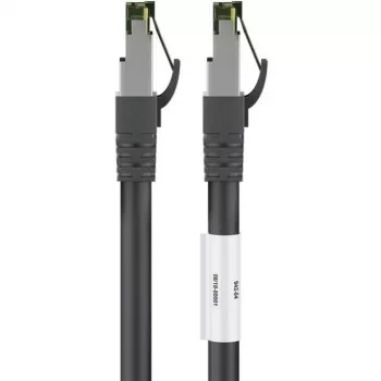Goobay CAT 8.1 Patch Laidas, S/FTP (PiMF), Juodas, 2 m - LSZH Halogen-Free, Varis AWG 24 (66722)