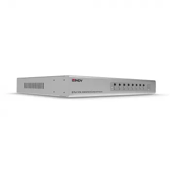 Lindy 8 prievadų VGA ir USB kombinuotas KVM jungiklis, 2048 x 1536 pikseliai, Full HD, montuojamas į stelažą, 1U, sidabrinis