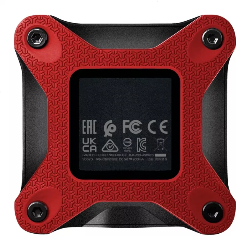 Išorinis SSD ADATA SD620 1 TB, nešiojamas USB 3.2 Gen 2 (Micro-USB B), skaitymas 520 MB/s, rašymas 460 MB/s, atsparus smūgiams, raudonas
