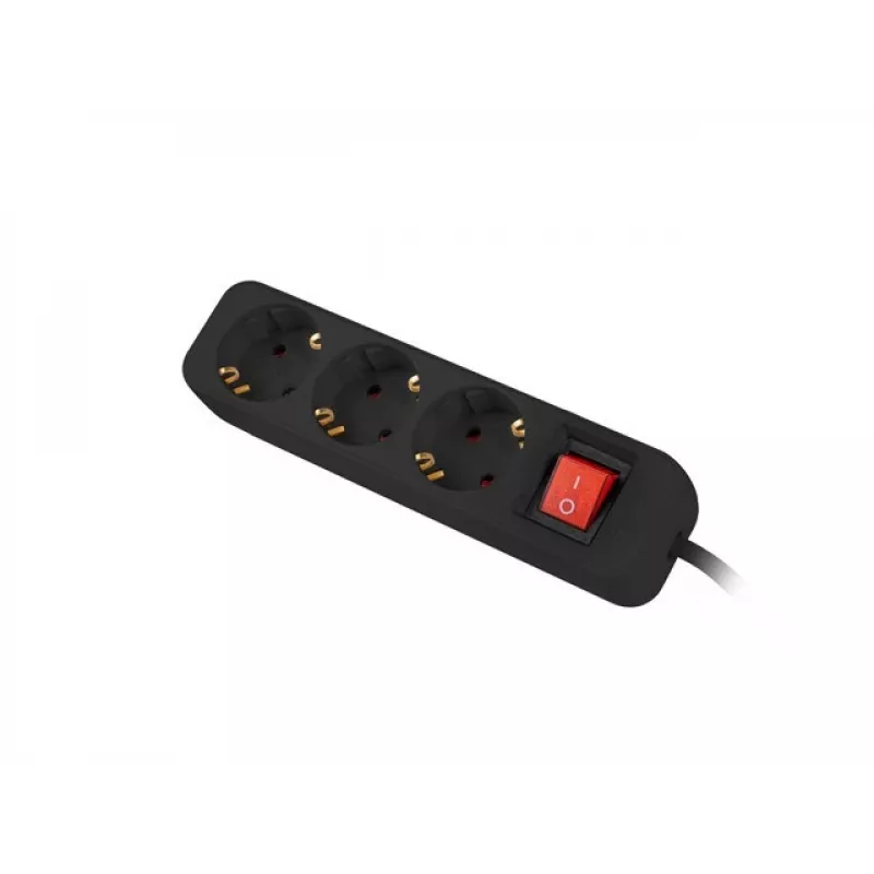 Prailginimo laidas Lanberg PS1-03F-0150-BK 1,5 m 3 AC lizdai vidaus juodas
