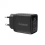 Choetech PD6051 USB-C USB-C PD 35W GaN sieninis įkroviklis su ekranu - juodas