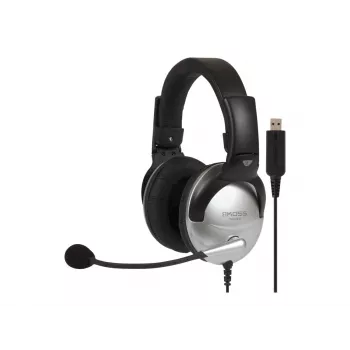 Ausinės Koss SB45 USB laidinės, antgalvinės, biurui/skambučių centrui, juodos, sidabrinės