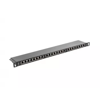 Patch panel Lanberg PPS6-0024-B 24 prievadų, 0,5U, ekranuotas, Cat6