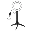 LED žiedinė šviesa 12cm su staliniu trikoju iki 21,8cm, USB