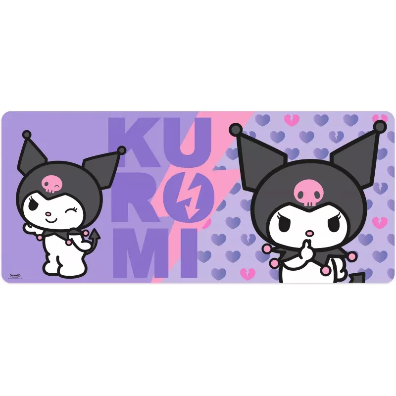 Pelės kilimėlis Kids Euroswan 80x30 cm Hello Kitty Kuromi, didelis stačiakampis žaidimų / stalo kilimėlis