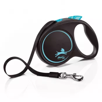Flexi Black Design M atsitraukiantis šuns pavadėlis, juodo dizaino, 5 m juostos tipas, maks. apkrova 25 kg, ergonomiška rankena
