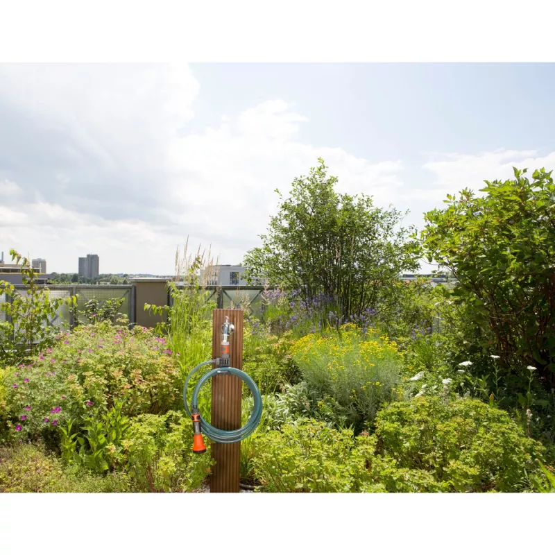 Gardenos sodo žarna 18411-20 7,5 m antžeminė juoda - pilka - oranžinė - turkio spalvos
