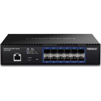 TRENDnet TL2-F7120 – valdomas 12 prievadų 10G SFP+ komutatorius, montuojamas į stelažą, TAA atitikmuo