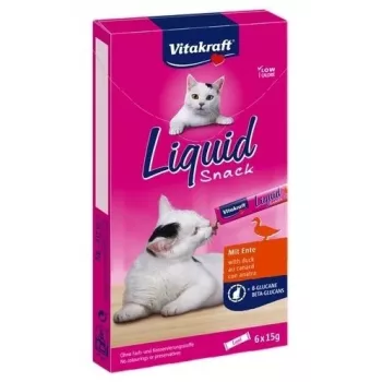 VITAKRAFT Liquid Snack Duck – skysti skanėstai katėms – 6 x 15 g