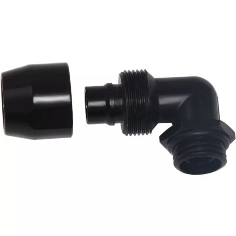 Alphacool HF įsukama jungtis TPV Metal - 90° pasukama 12,7/7,6mm - Juoda (17455)