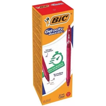 BIC Gelocity Quick Dry rašiklis gelinis RAUDONAS, dėžutė 12 vnt. 494671