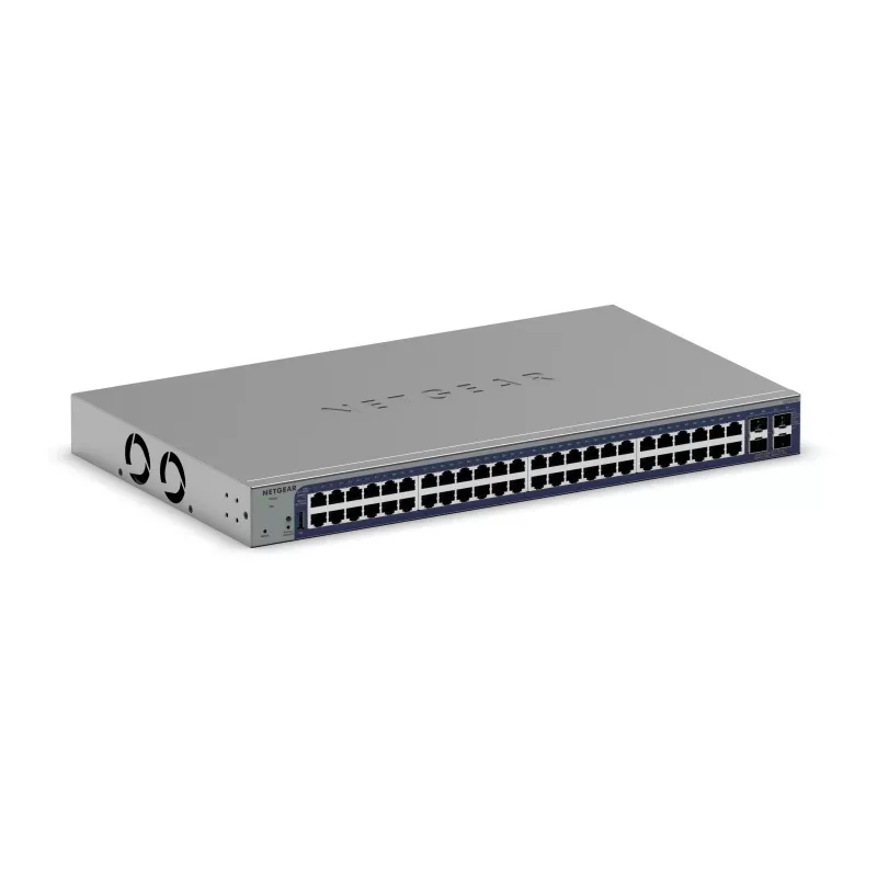 Valdomas Gigabit Ethernet jungiklis Netgear GS752TX, 48x RJ-45 10/100/1000, 10G palaikymas, 1U stovas, pilka