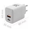 GaN įkroviklis QOLTEC 51823 20W USB maitinimo adapteris, 5V/20V išėjimas