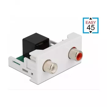 DeLOCK Easy 45 modulis 2 x RCA lizdas (moteris) į RJ45 lizdą (moteris) 22,5 x 45 mm