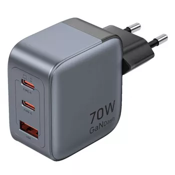 Vention GaN Charger FEXH0-EU 70W – 2x USB-C + 1x USB-A, PD 70W, 100–240V