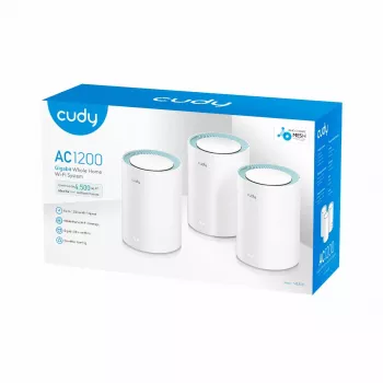 Cudy M1300 3-PACK belaidė tinklo sistema Wi-Fi 5 (802.11ac) dviejų juostų (2,4 GHz / 5 GHz) balta