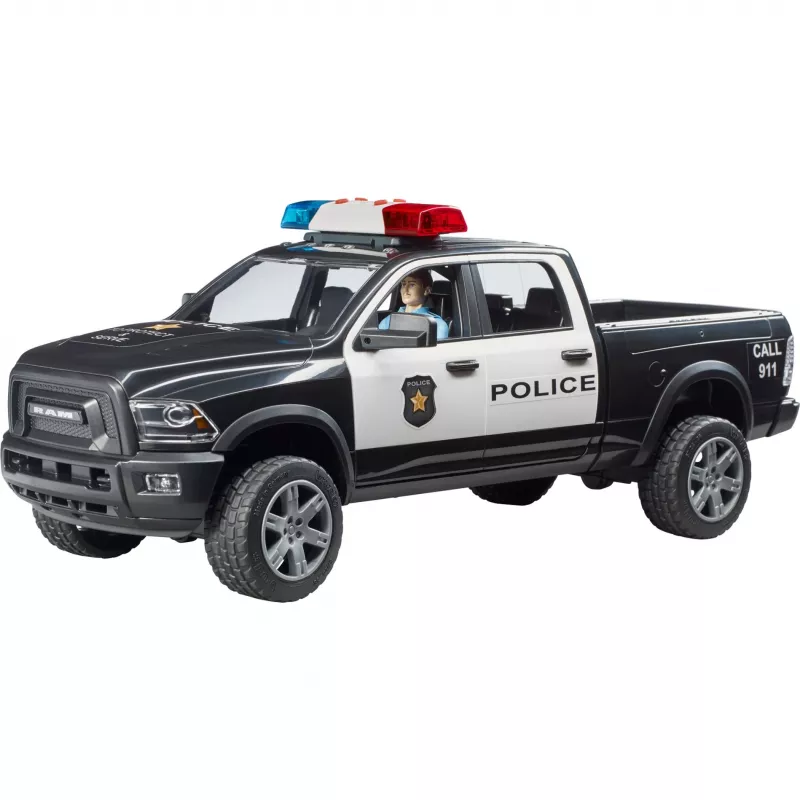 Policijos pikapas BRUDER RAM 2500 Police 02505 – mastelio modelis, žaidimų transporto priemonė
