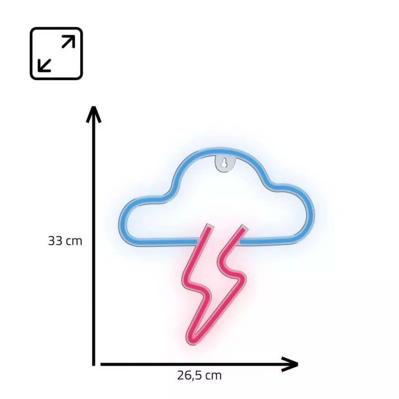 Neoninis LED ženklas MANTA SNL71BL Debesis su žaibu mėlyna-rožinė