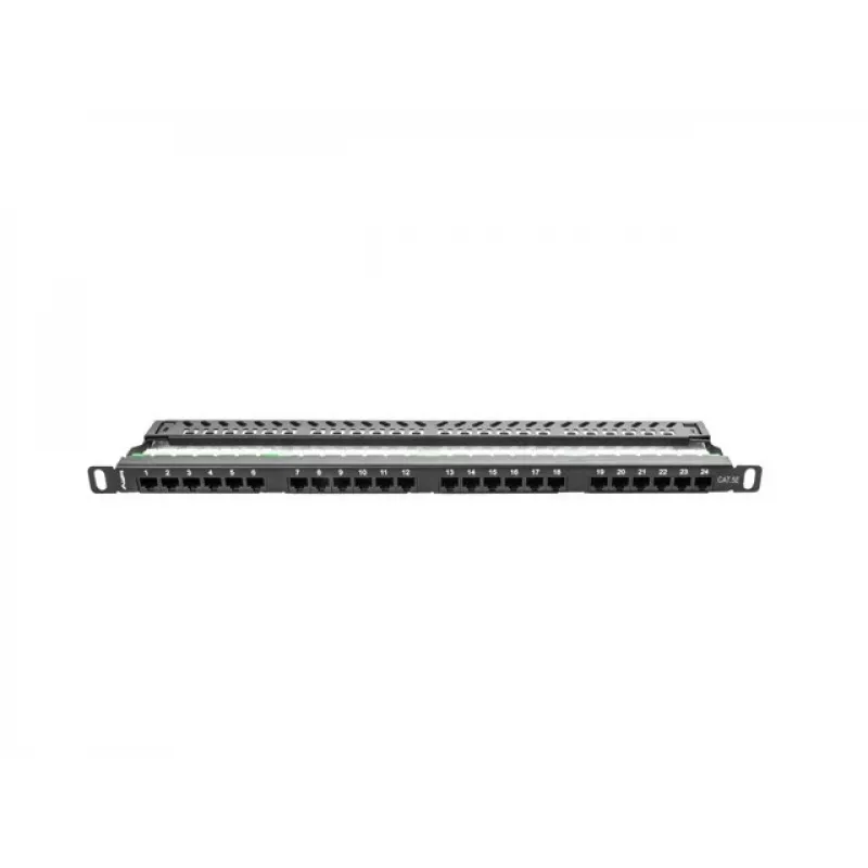 Lanberg PPU5-0024-B - pataisų skydelis - RJ-45 - Cat5, Cat5e - juodas - metalinis - montavimui į stelažą - 0.5U