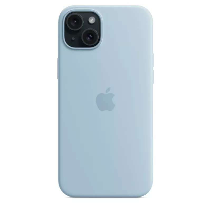 Silicone Dėklas Apple iPhone 15 Plus Šviesiai Mėlynas MagSafe