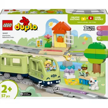 Traukinukų rinkinys LEGO DUPLO Interaktyvi nuotykių geležinkelis 10427, 57 dalių, 2 minifigūrėlės, nuo 2 metų