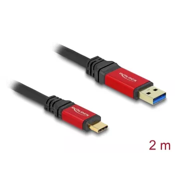 USB laidas DeLOCK 80618 10 Gbps Type-A į Type-C 2m raudonas metalinis