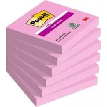Post-it Super Sticky lipnūs lapeliai ypač ryškiai rožiniai 6 blokeliai (7100259225)