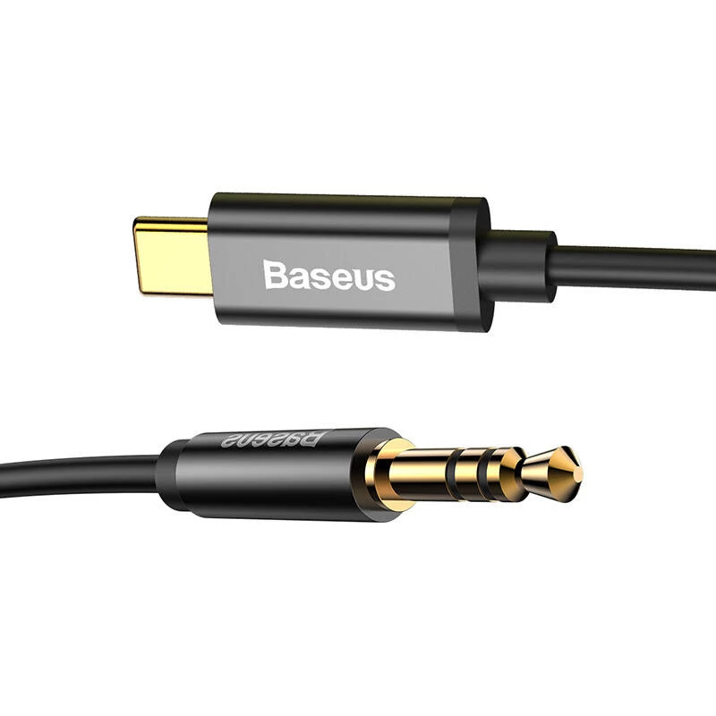 Baseus Yiven garso laidas USB-C į 3,5 mm lizdą, 1,2 m (Juoda)