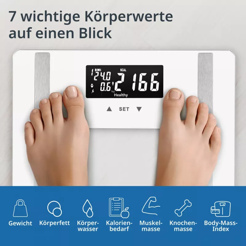 Kūno analizės svarstyklės ADE BA2300-2 su Bluetooth ir kūno riebalų matavimu